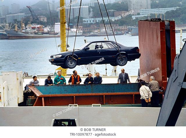 Vladivostok Russia Quay Side Unloading Japanese Car