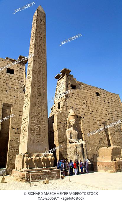 Obelisk (25 Meters High) in Front of Plyon (65 Meters wide), Luxor Temple, Luxor, Egypt