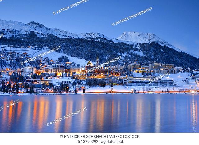 St. Moritz by night, Graubuenden, Switzerland
