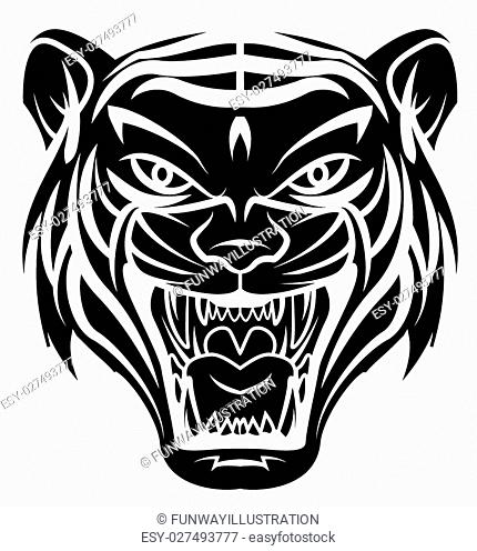 Tiger face tribal tattoo illustration Stock Photos and Images | agefotostock