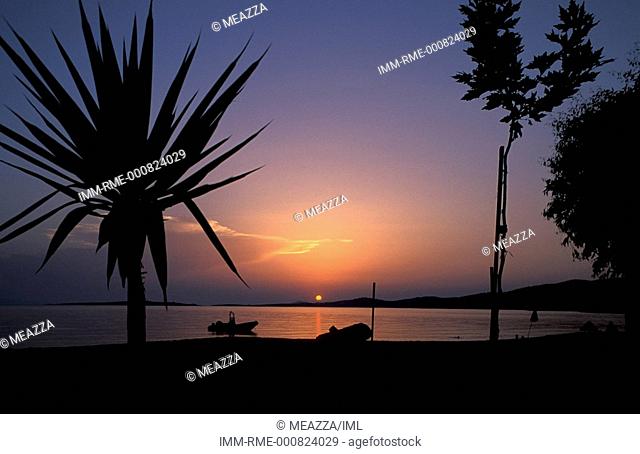 Sithonian Peninsula, Aretes, beach, sunset, dusk, Halkidiki, Macedonia Central, Greece