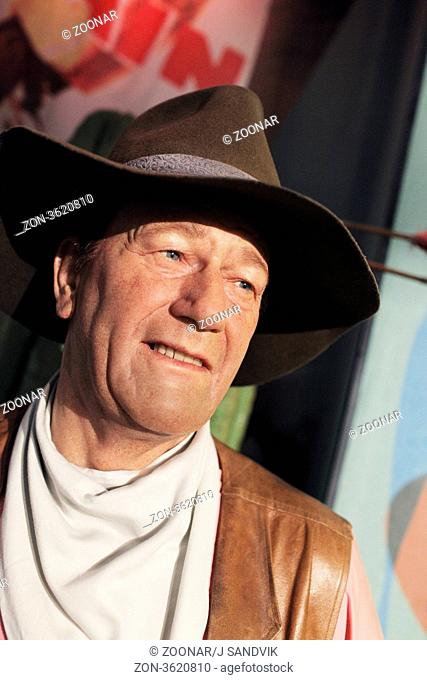 NEW YORK CITY, USA - JUNE 12: Actor John Wayne as a waxwork replica at Madame Tussauds, Times Square. June 12, 2012 in New York City, USA EDITORIAL USE ONLY