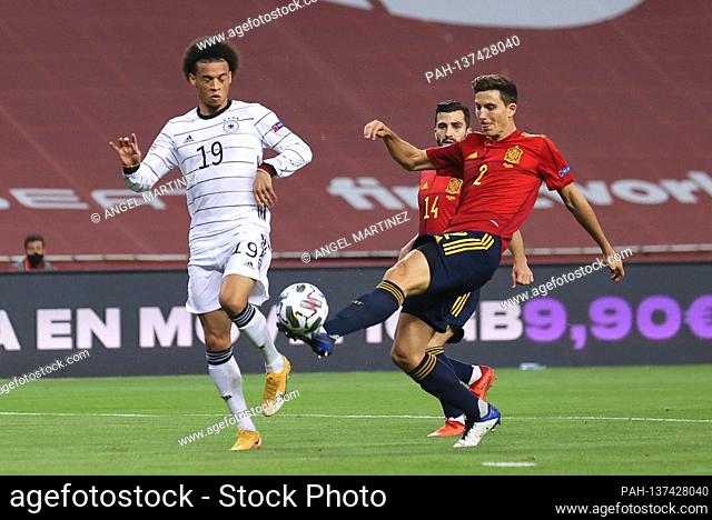 duels, duel Leroy Sane (Germany) versus Pau goalres (Spain) / r. GES / Soccer / UEFA Nations League: Spain - Germany, 11/17/2020 Football / Soccer: UEFA Nations...
