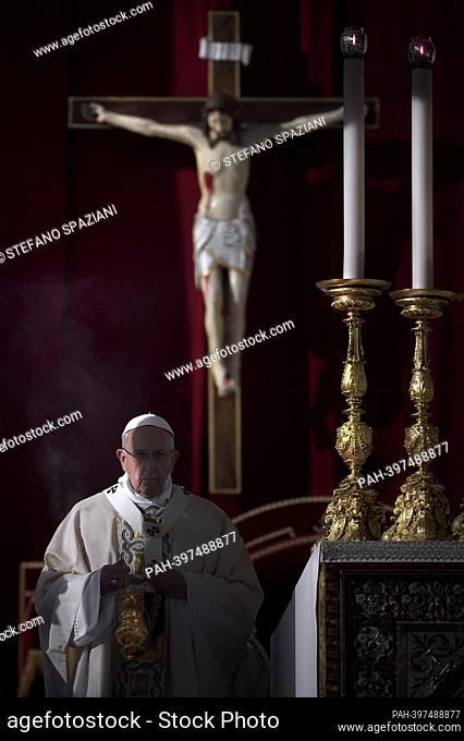 March 13, 2023 marks 10 years of Pontificate for Pope Francis. in the picture : Pope Francis during the celebration of a mass marking the end of the Jubilee of...