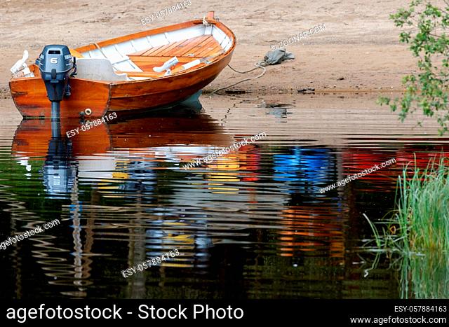 Rowing Boat Moored on Loch Insh