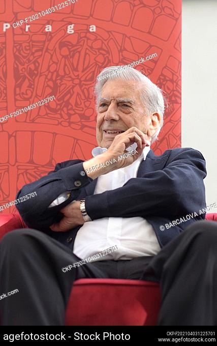 Peruvian literary Nobel Prize laureate Mario Vargas Llosa attends a debate during the 25th international Book World Prague at the Holesovice exhibition grounds...