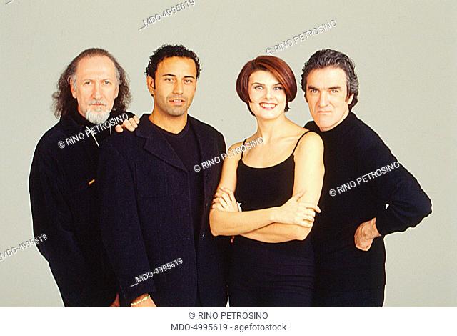 Matia Bazar (Silvia Mezzanotte, Piero Cassano, Fabio Perversi and Giancarlo Golzi) posing. 1999