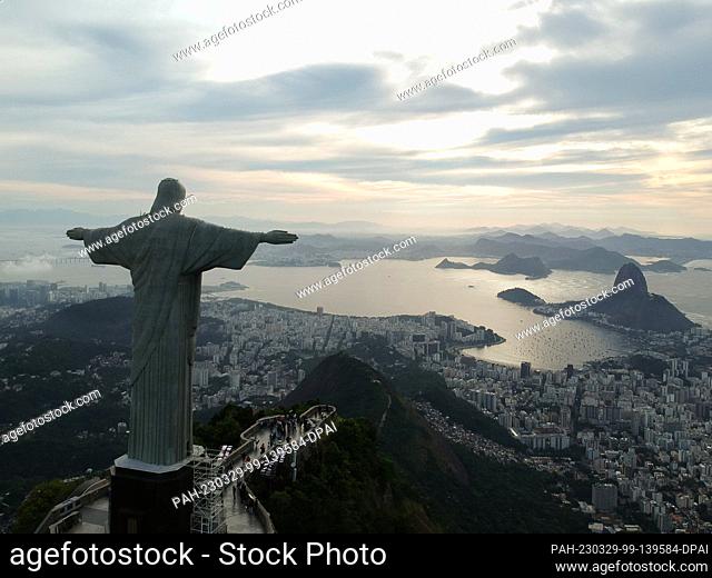 29 March 2023, Brazil, Rio de Janeiro: Event during the tour of the FIFA Women's World Cup trophy at Christ the Redeemer