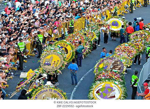 Medellin flower festival, also known as Silleteros Parade