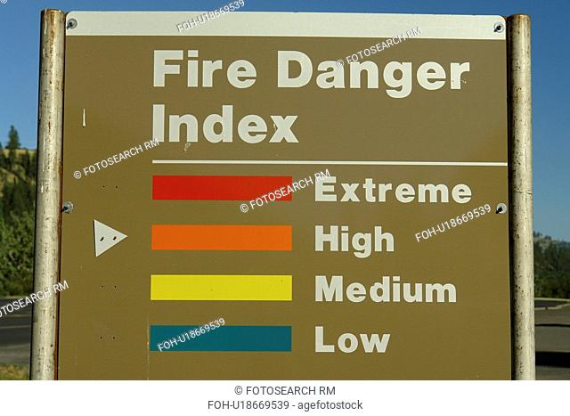 Orofino, ID, Idaho, Fire Danger Index sign, High