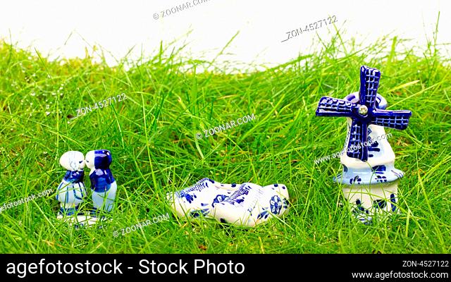 Typical dutch delft blue ceramic, isolated on white