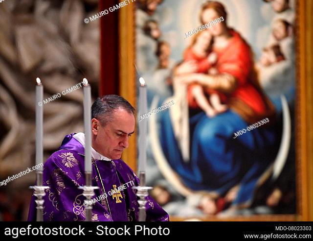 Cardinal Mauro Gambetti, general guardian of the Sacred Convent of San Francesco in Assisi, participates in the Holy Mass celebrated by Pope Francis in St