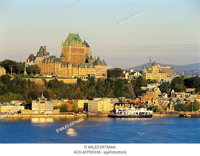 Chateau Frontenac and Historic Quebec City along the Saint Lawrence River, Quebec, Canada