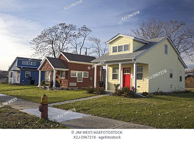 Detroit, Michigan - Tiny houses, built by Cass Community Social Services for the homeless. The nonprofit plans to eventually build a community of 25 homes