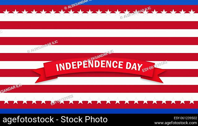 Happy 4th of July USA Independence Day greeting card with american national flag colors and design 3d illustration