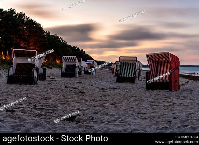 Beach Chairs on the beach in Thiessow, Mecklenburg-Western Pomerania, Germany