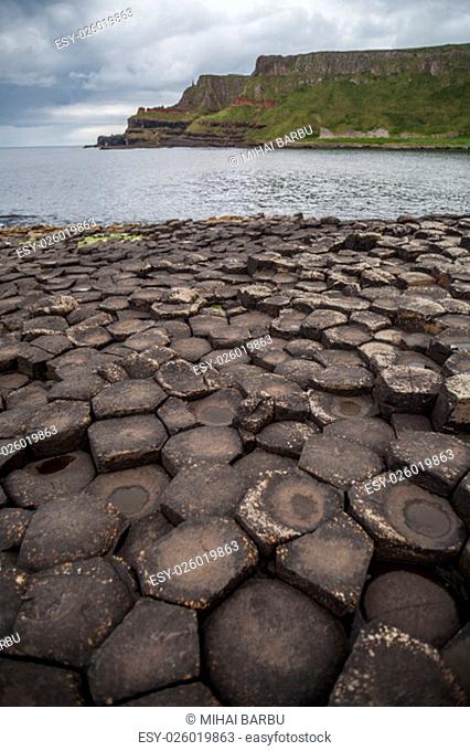 Color image of Giant's Causeway volcanic rocks in Northern Ireland