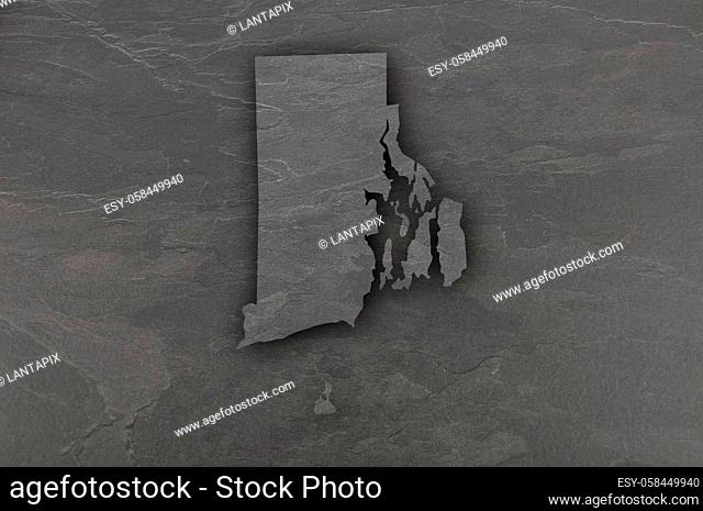 Map of Rhode Island on dark slate