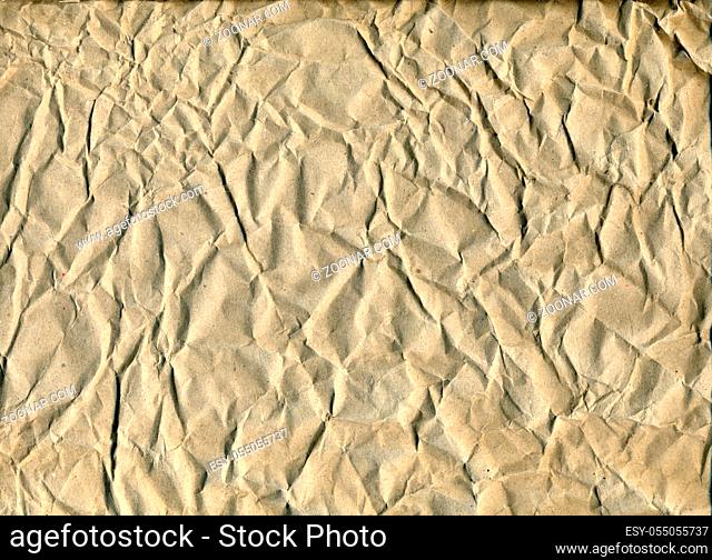 Old Crumpled Brown Paper Texture, Brown Wrinkle Recycle Paper Background, Creased Beige Paper Texture, Rough Texture Background of Brown Paper