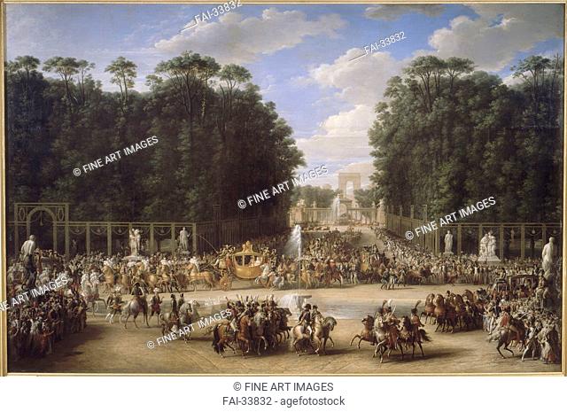 The marriage procession of Napoleon I and Marie-Louise crossing the Jardin des Tuileries on 2nd April 1810 by Garnier, Étienne-Barthélémy (1759-1849)/Oil on...