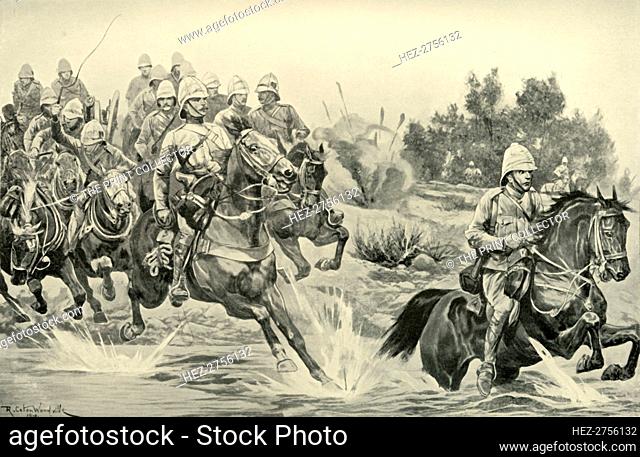 'The Great Advance: Royal Horse Artillery (Cavalry Division) Crossing the Vaal', 1901. Creator: Richard Caton Woodville II