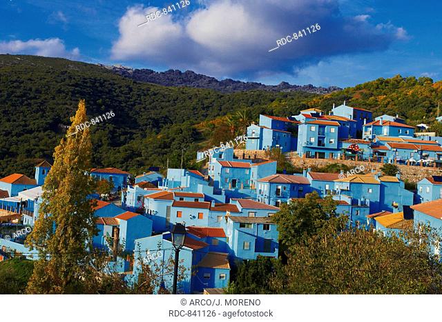 Juzcar, Genal Valley, Genal river valley, Serrania de Ronda, Smurfs Village, Malaga province, Andalusia, Spain
