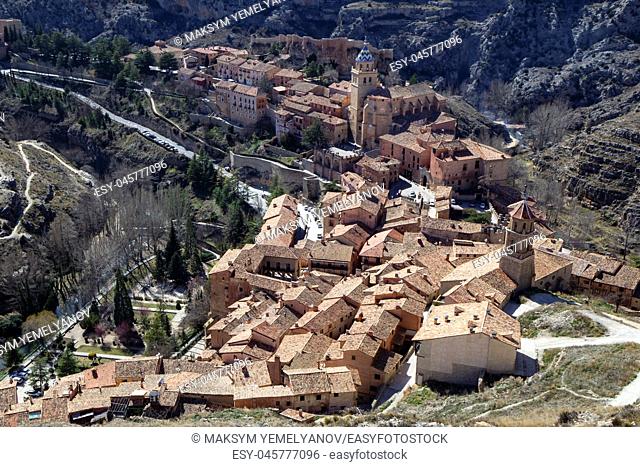 View of the medieval town Albarracin, Teruel, Aragon, Spain