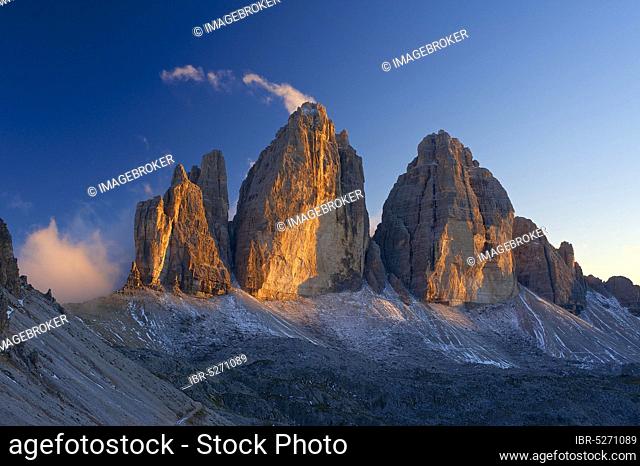 North faces of the Three Peaks, Sesto Dolomites, Trentino-South Tyrol, Italy, Europe