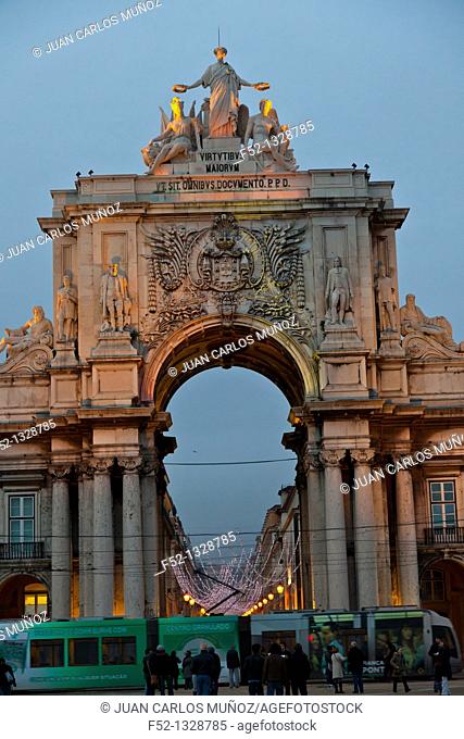 Triumphal arch, Baixa district, Lisbon, Portugal