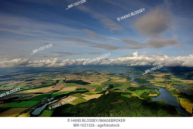 Aerial photograph, Mueritz, River Elde, Lake Kleine Mueritz, Mueritz National Park, Mecklenburg Lake District, Rechlin, Mecklenburg-Western Pomerania, Germany