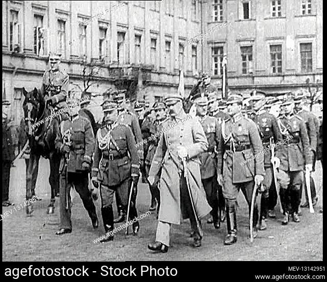 Marshall Jozef Pilsudski Reviewing Troops in Poland - Republic of Poland