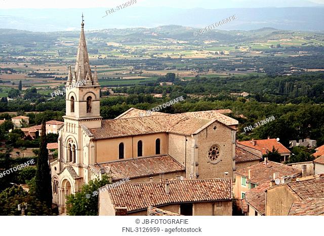 Church of Bonnieux, France, aerial perspective