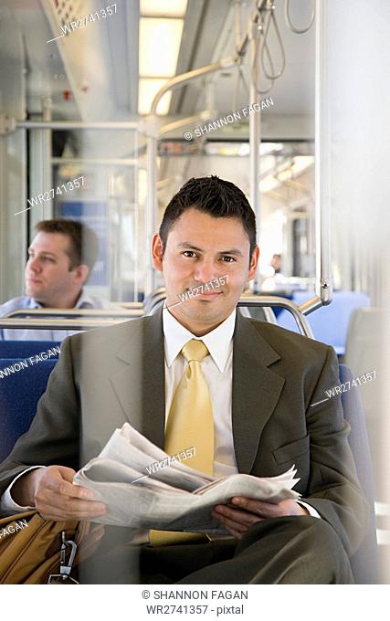 Businessman on train