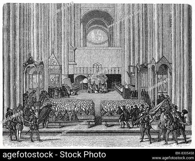 The Council of Trent, Tridentinum, counted by the Roman Catholic Church as the 19th ecumenical council, took place between 1545 and 1563 in three sessions