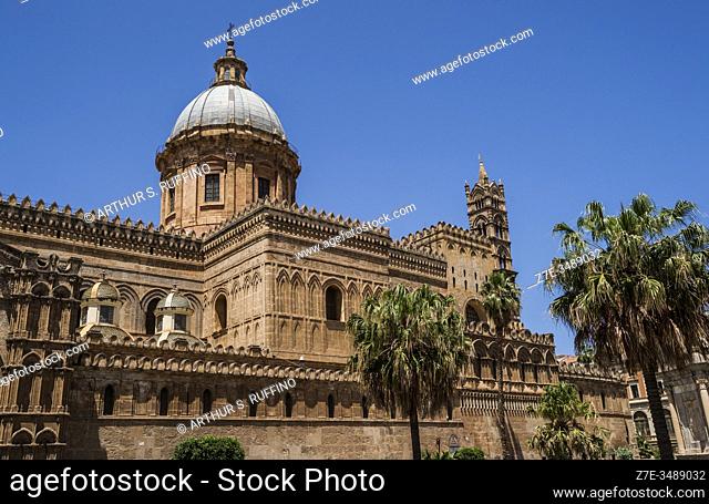 Palermo Cathedral, Victor Emmanuel Street (Via Vittorio Emanuele), Palermo, Sicily, Italy, Europe