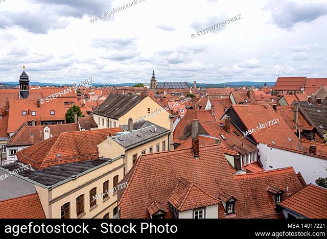 germany, bavaria, upper franconia, bamberg, view from the rose garden in the new residence to the old town of bamberg, is a unesco world heritage site