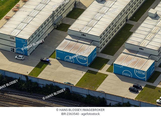 Aerial view, Muelheim University of Applied Sciences, made of containers, Muelheim an der Ruhr, Ruhr region, North Rhine-Westphalia, Germany, Europe