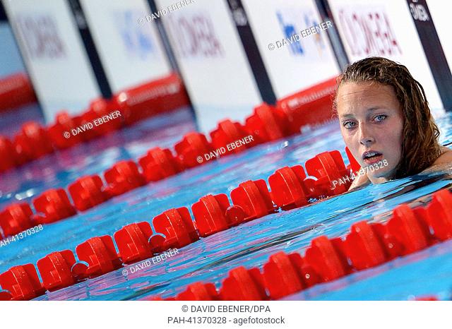 Leonie Antonia Beck of Germany looks dejected after the women's 1500m Freestyle preliminaries of the swimming event of the 15th FINA Swimming World...