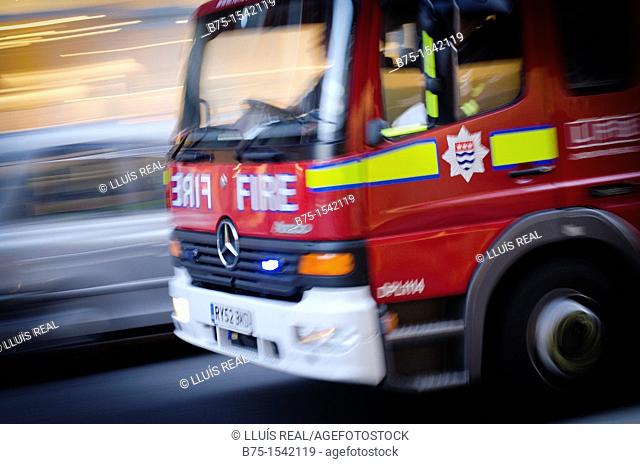 London Fire Brigade, Fire truck, London, England, Uk