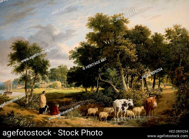 Landscape - Cattle Crossing A Stream, 1831. Creator: George Vincent