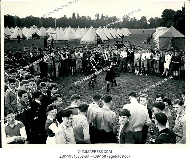 Aug. 08, 1954 - Founder's Camp On The Playing Field's of Eton. The great International Camp in celebration of the Centenary of the birth of Sir William Smith