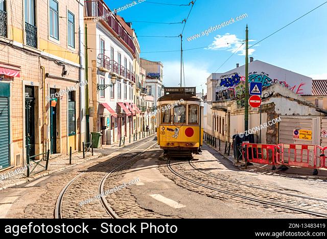 The tramline twenty-eight with its heritage streetcars is a major attraction in Lisboa