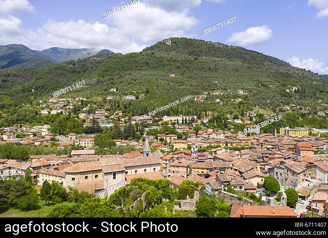 Aerial view of the mountain village Sospel at an altitude of 350 m at the river Bevera at the edge of the Mercantour National Park at the French branch of the...