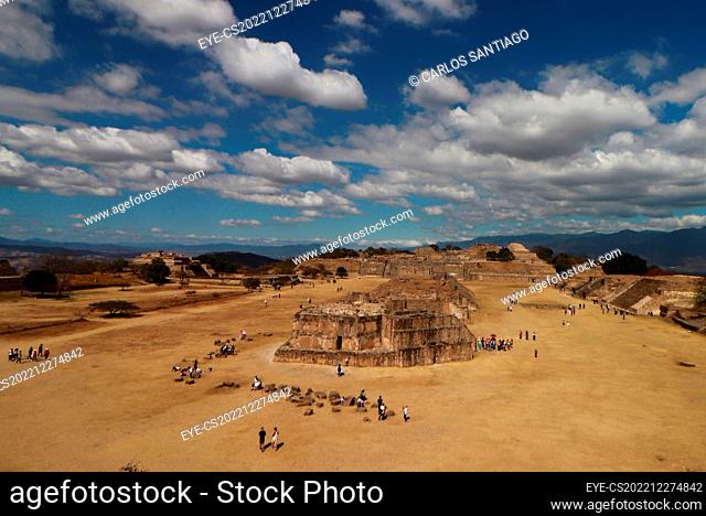 December 27, 2022, Oaxaca de Juarez, Mexico: Tourists enjoy their holidays visiting the Monte Alban Archaeological Zone, located 8 km from the city of Oaxaca de...