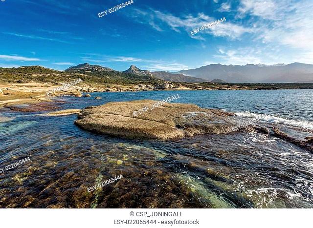 Corsican coastline and mountains at Punta Caldanu near Lumio