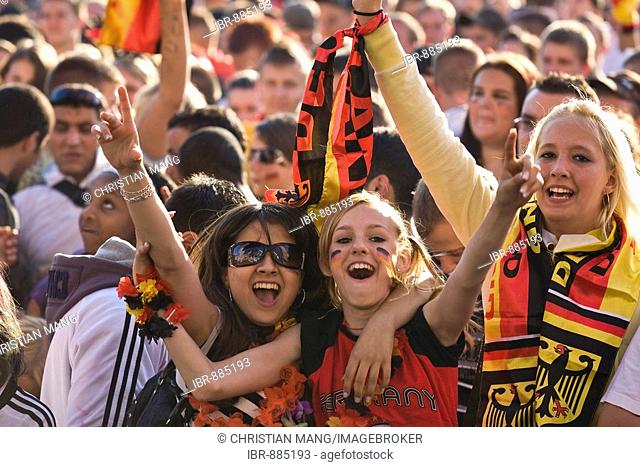 Young fans watching the final game of the football EM on the Berlin fan mile, Berlin, Germany, Europe