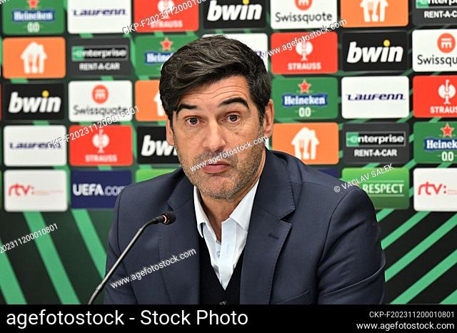 Paulo Fonseca - coach of Lille attends a news conference before the Football European Conference League 4th round match Slovan Bratislava vs