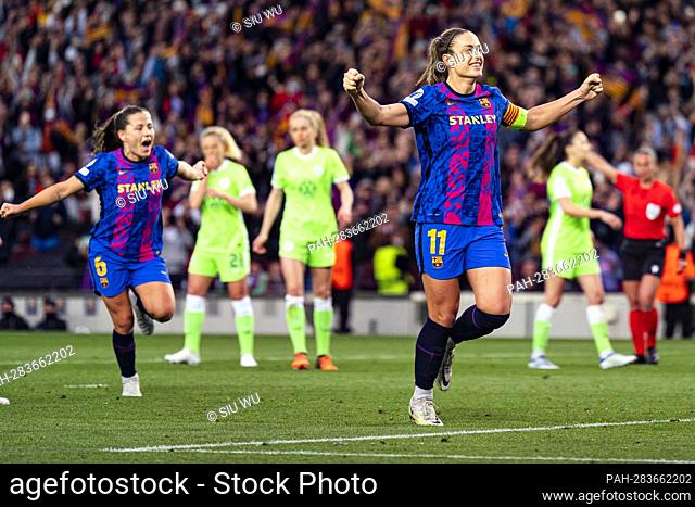 Alexia Putellas (FC Barcelona) celebrates after scoring during the Women?s Champions League football match between FC Barcelona and Vfl Wolfsburg
