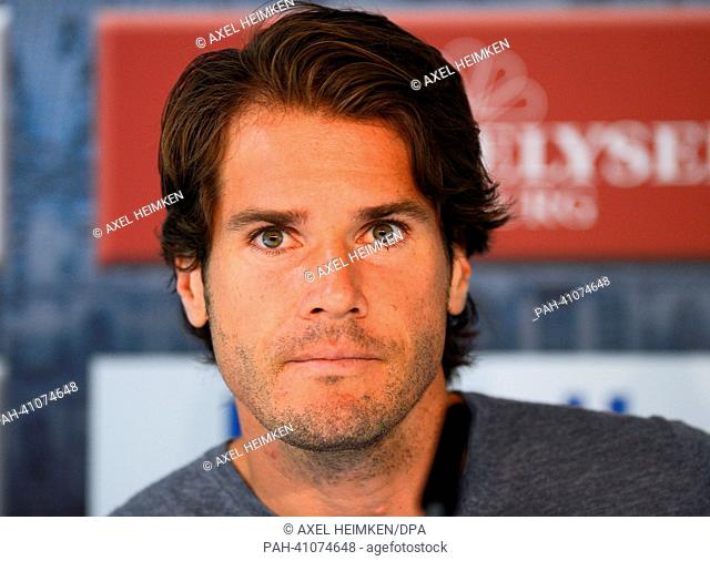 German tennis player Tommy Haas gives a press conference at the ATP tournament in Hamburg, Germany, 16 July 2013. Photo: AXEL HEIMKEN | usage worldwide
