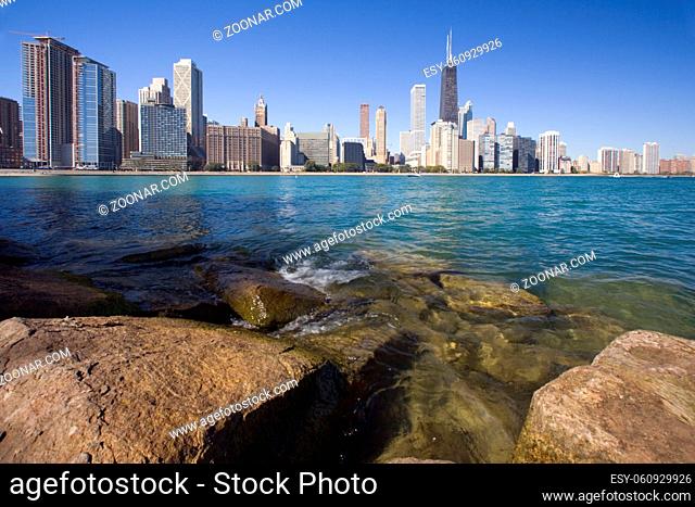 Rocks and waves - Gold Coast in Chicago, Il
